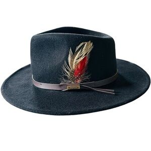 BILTMORE OUTBACK WOOL FEATHER BLACK FEDORA SIZE LARGE